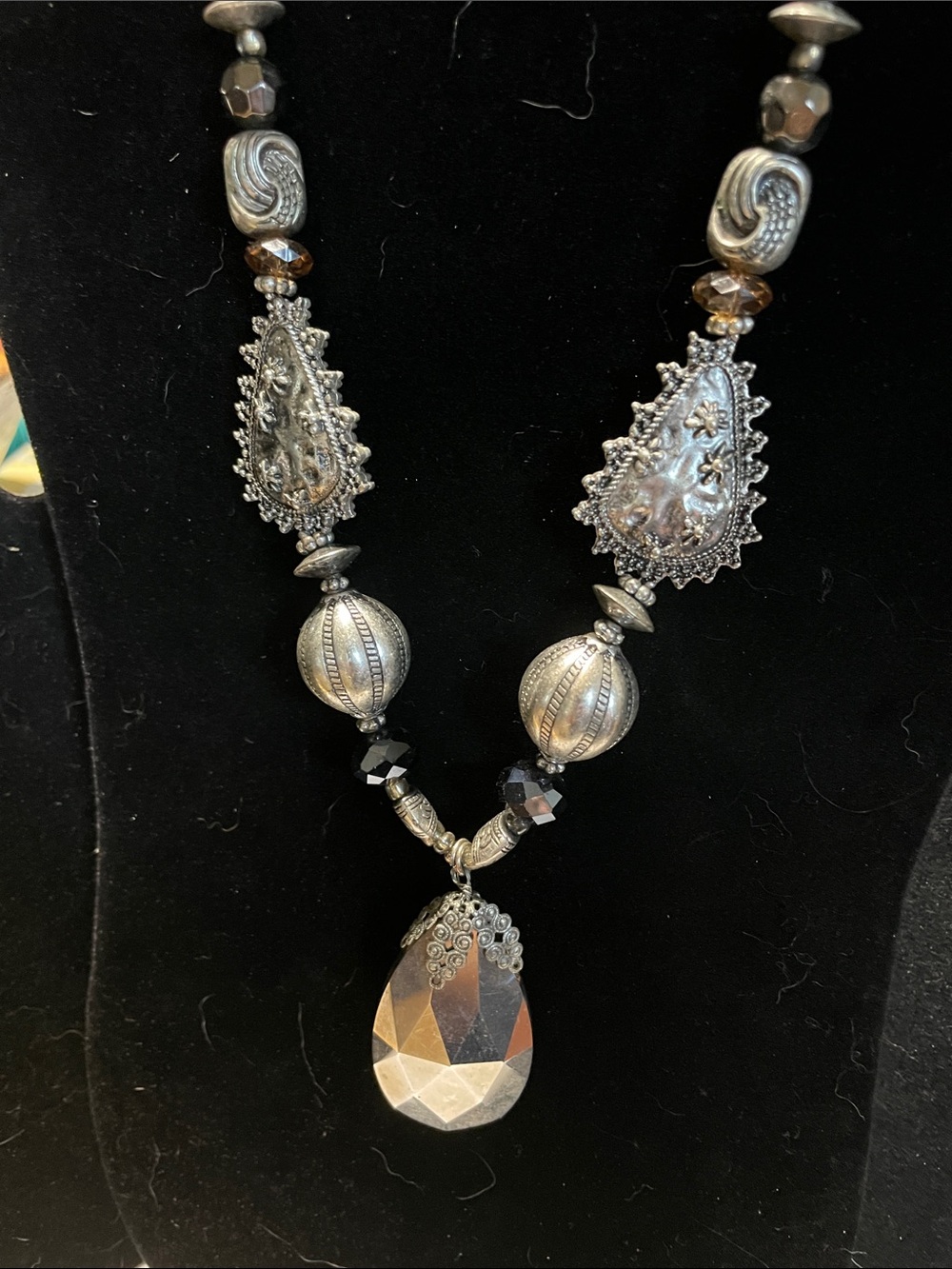 Silver & Black Statement Necklace. M’s